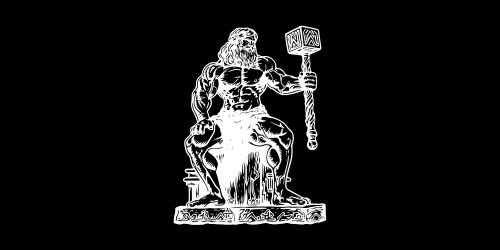 Engraving of a forge-god at the anvil