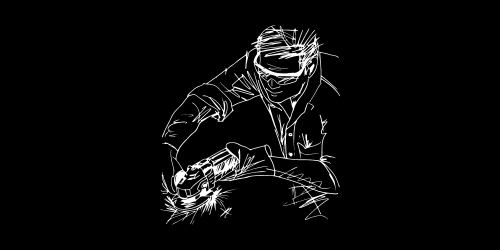 Engraving of a welder at work